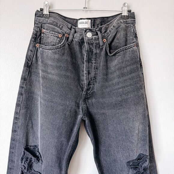 Agolde Black 90's Jean Distressed Size 25 - Picture 3 of 9